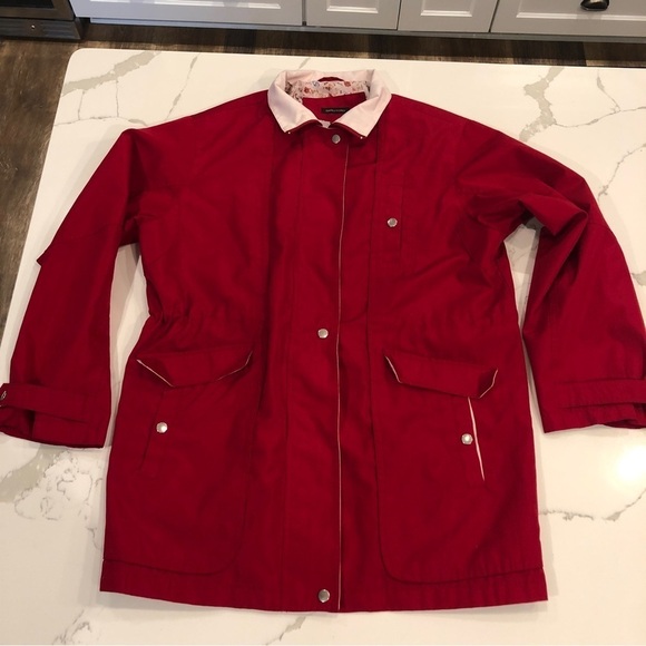 Dunnes Stores Red Parka Jacket Trench Rain Coat Mid-Length Lined Size 16-18 XL - Picture 1 of 14